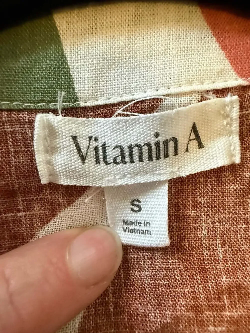 Vitamin A Playa Tropical Palm Print Linen Camp Shirt Cover Up Size S